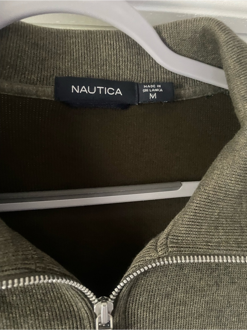Nautica Men's Olive Zip-Up Knit Sweater medium - Picture 3 of 4